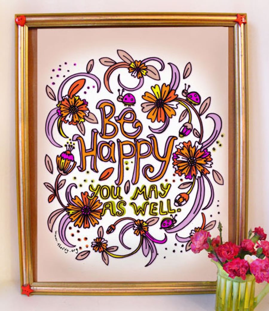 Be Happy! A3 Typographical Poster from the Good Vibes Collection