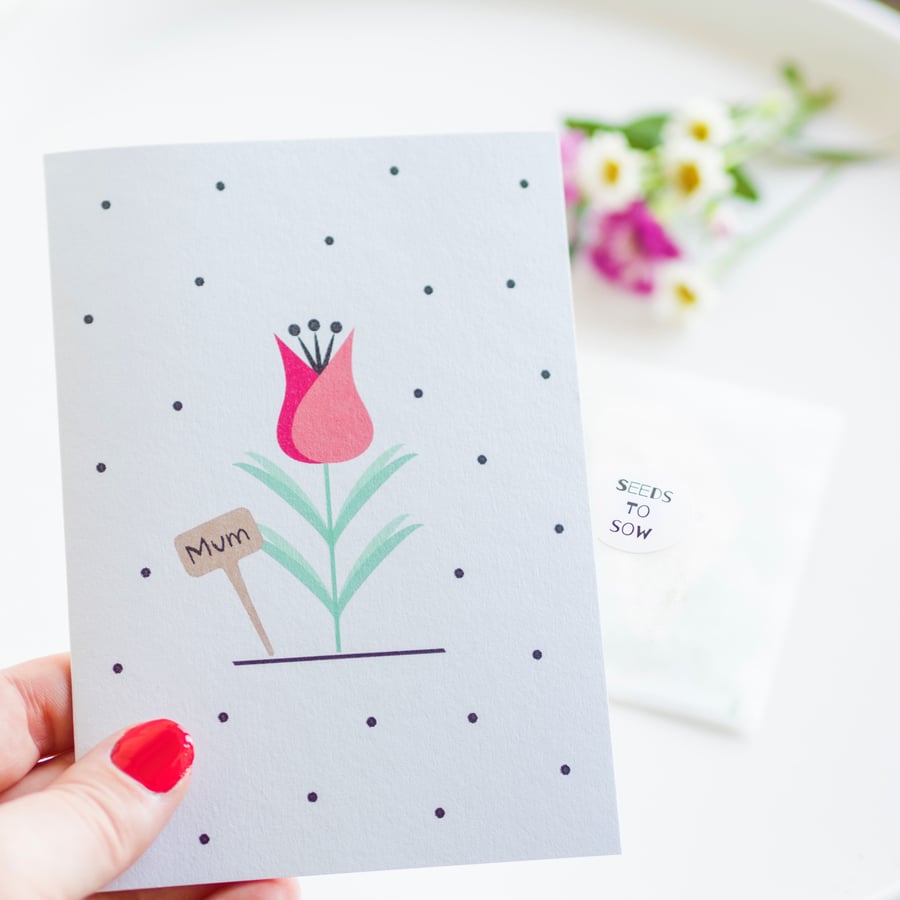 Mum Card - Wildflower Seed Card - Handmade Card - Floral Card