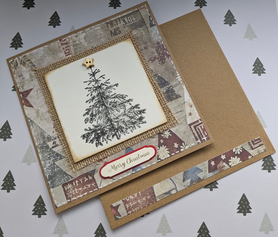 Handmade rustic Christmas card.