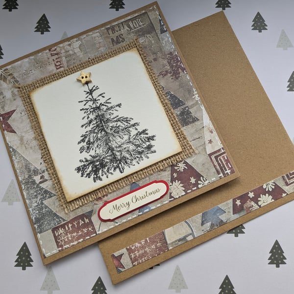 Handmade rustic Christmas card.