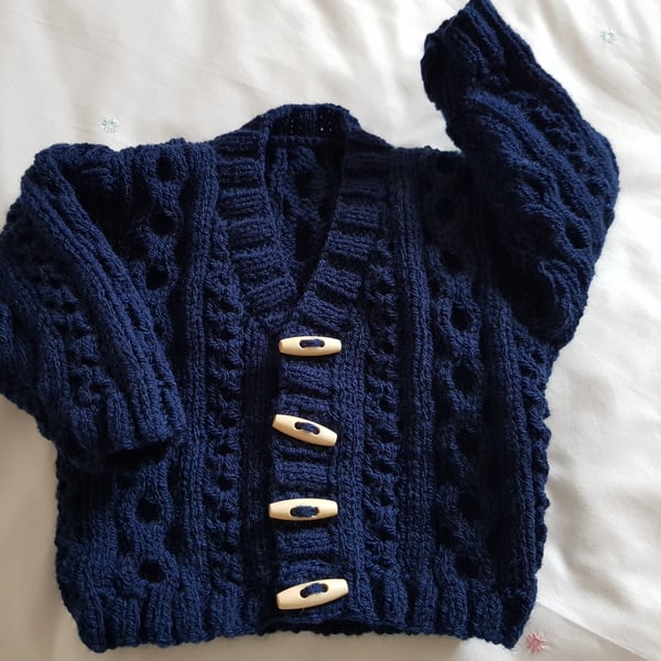 Chunky Navy Blue Baby Cardigan 6-12 months