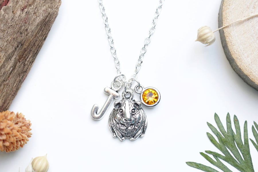 Guinea Pig Personalised Necklace - Animal Jewellery. Hamster Necklace. Pet Lover