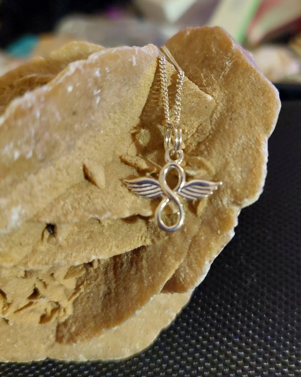 Sterling Silver Infinity Wings and Choice of Gemstone Necklace