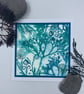 Original gelli print seaweed greetings card.