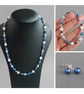 Royal Blue Jewellery Set - Mid Blue Beaded Necklace, Bracelet and Earrings Sets