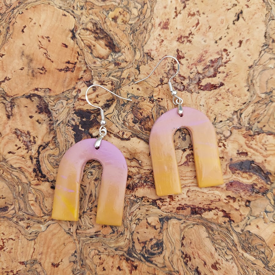 sunset ombre arch dangle earrings