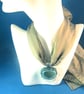 Blue-Green Sea Glass Heart Necklace on Vintage Scarf - Image 1