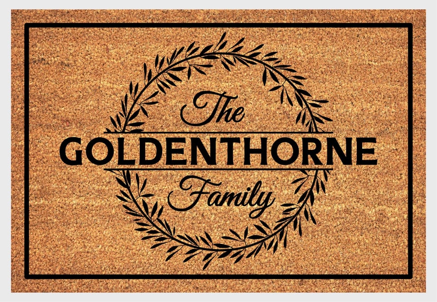 Personalised Surname Door Mat - Customised Family Name Welcome Mat - 3 Sizes