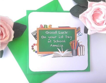 Personalised First Day at School Card,Good luck at school card,1st day at School