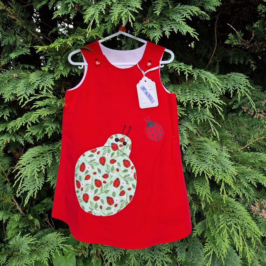 Age: 3-4yr Red Ladybird Needlecord Dress