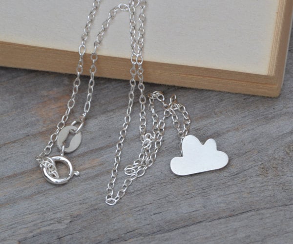 fluffy happy cloud necklace in sterling silver 