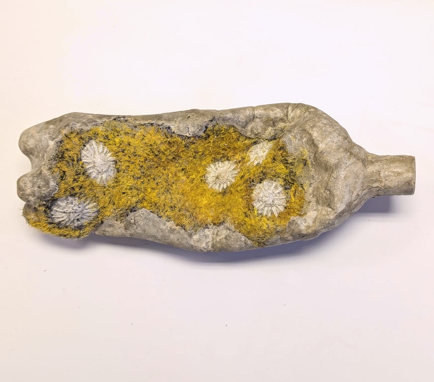 Message in a Bottle - sculpture from recycled materials (standard yellow)