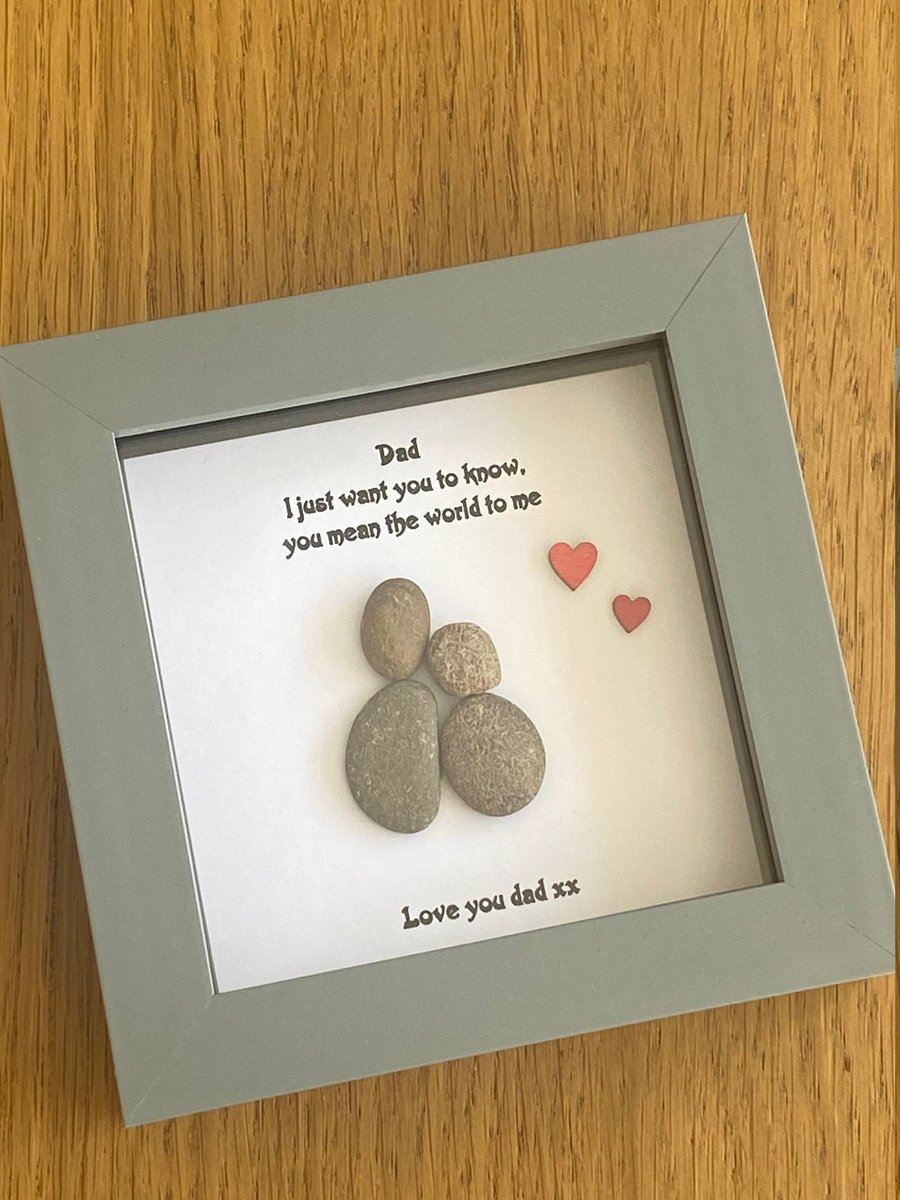 Father's Day Pebble Gift, Personalised Gift for Dad, Pebble Picture, Handmade Gi