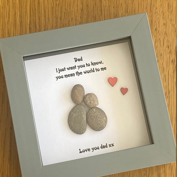 Father's Day Pebble Gift, Personalised Gift for Dad, Pebble Picture, Handmade Gi