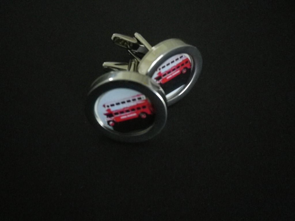 London Bus cufflinks, free shipping, gift wrapped, iconic image, Ref 1234
