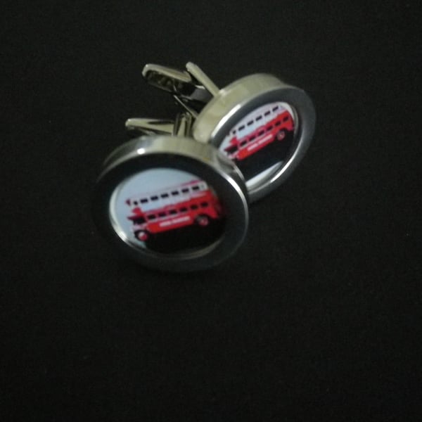 London Bus cufflinks, free shipping, gift wrapped, iconic image, Ref 1234