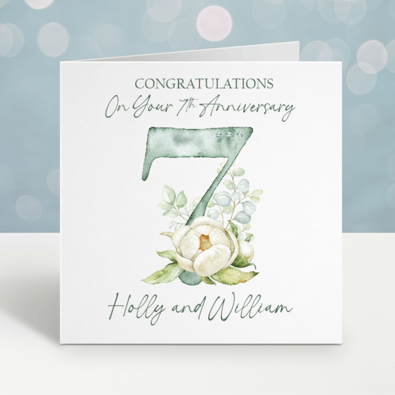 Handmade Personalised 7th Wedding Anniversary Card
