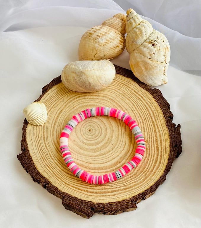 Rose Quartz Clay Beaded Bracelet