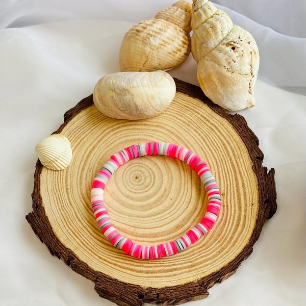 Rose Quartz Clay Beaded Bracelet