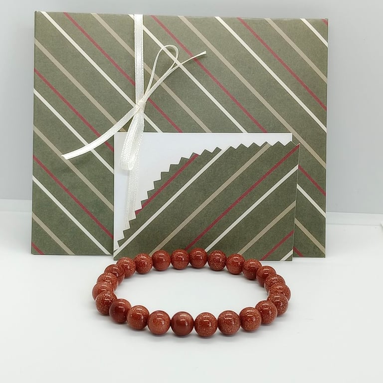 Goldstone elasticated bead bracelet ready to post gift wrapped unisex