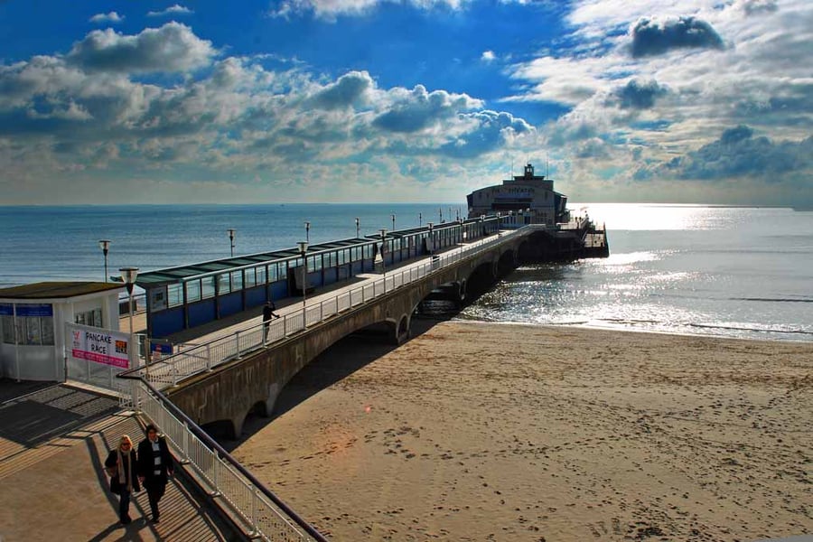 Bournemouth Pier And Beach Dorset England UK 18"X12" Print