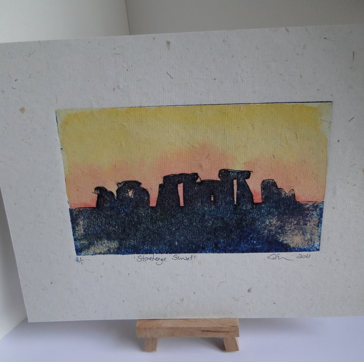 Stonehenge Sunset One-Off Collagraph Print Wit... - Folksy