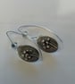 Silver flower oval earrings - Image 2