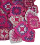 Handmade 3" Crochet Granny Squares - Pink & Purple Shades - Various Quantities