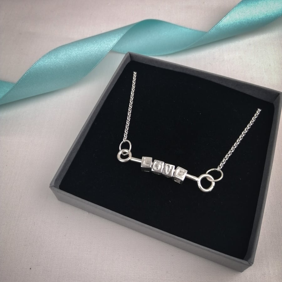 LOVE Alphabet Bead Necklace. Sterling Silver