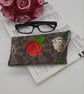 Cream and raspberry pink rose glasses case with dark grey popper fastening. - Image 7