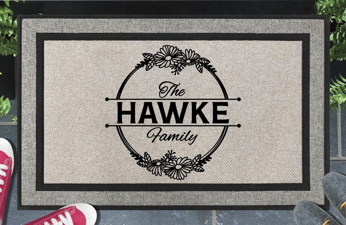 Personalised Surname Door Mat - Customised Family Name Doormat - All Weather 