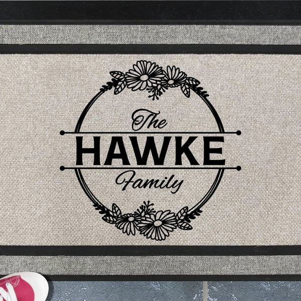 Personalised Surname Door Mat - Customised Family Name Doormat - All Weather 