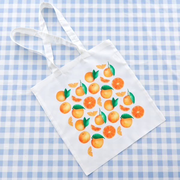 Watercolour Citrus Orange Pattern Tote Bag