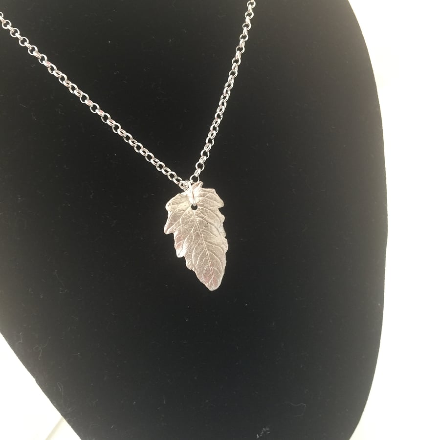 Fine Silver Pendant Handmade From Real Leaf