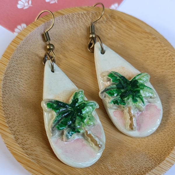 Sunset palm tree earrings 