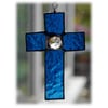Small Cross Suncatcher Stained Glass Handmade Sky Blue Crystal 003