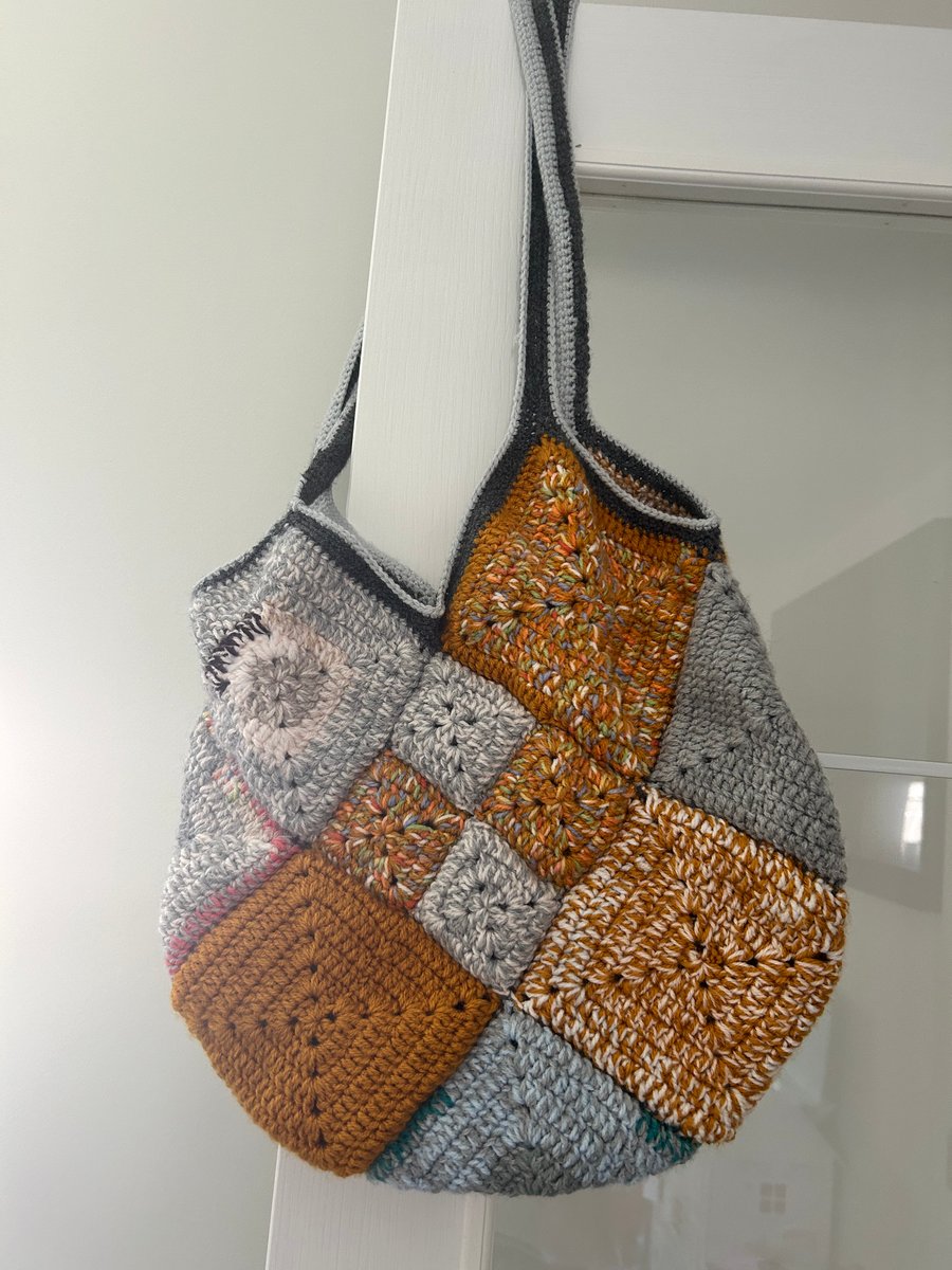 boho granny square tote bag