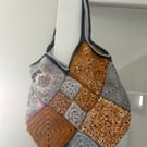 boho granny square tote bag