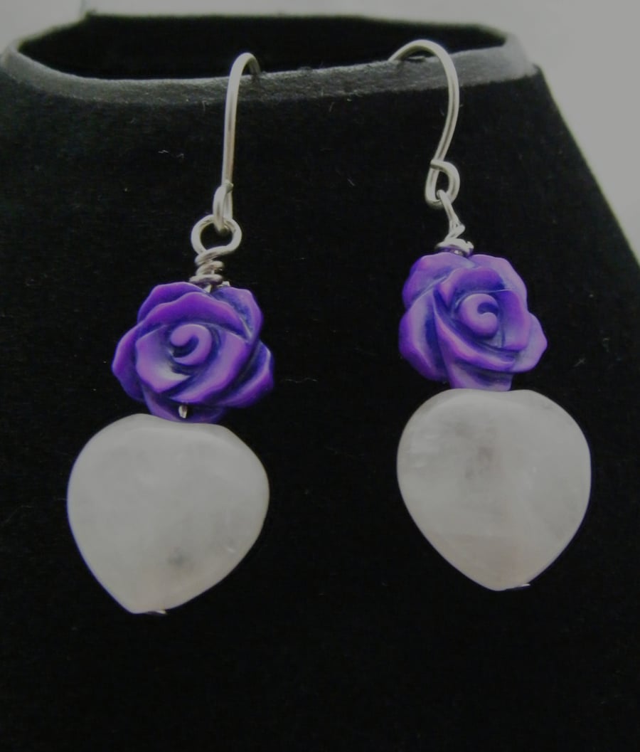 Mother of Pearl and Rose Quartz Earrings