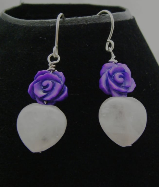 Mother of Pearl and Rose Quartz Earrings