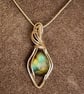 Teardrop labradorite gemstone pendant necklace, wire wrapped in silver-plate - Image 2