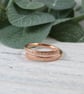 Copper overlap ring with line texture. Adjustable fit UK Q-R - Image 1