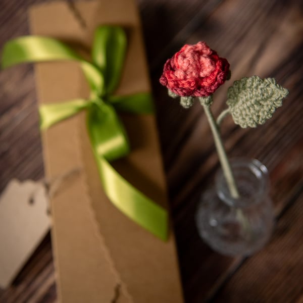 Red Rose Crochet Bookmark with Gift Packaging