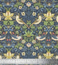 William Morris Water Resistant Tablecloth. Strawberry Thief. Navy.  Round 145cm - Image 2