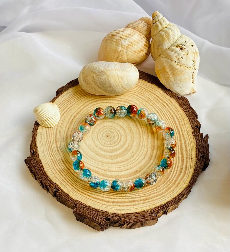 Tidal Amber Luxury Acrylic Bead Bracelet Amber Handmade Jewellery Coastal Style