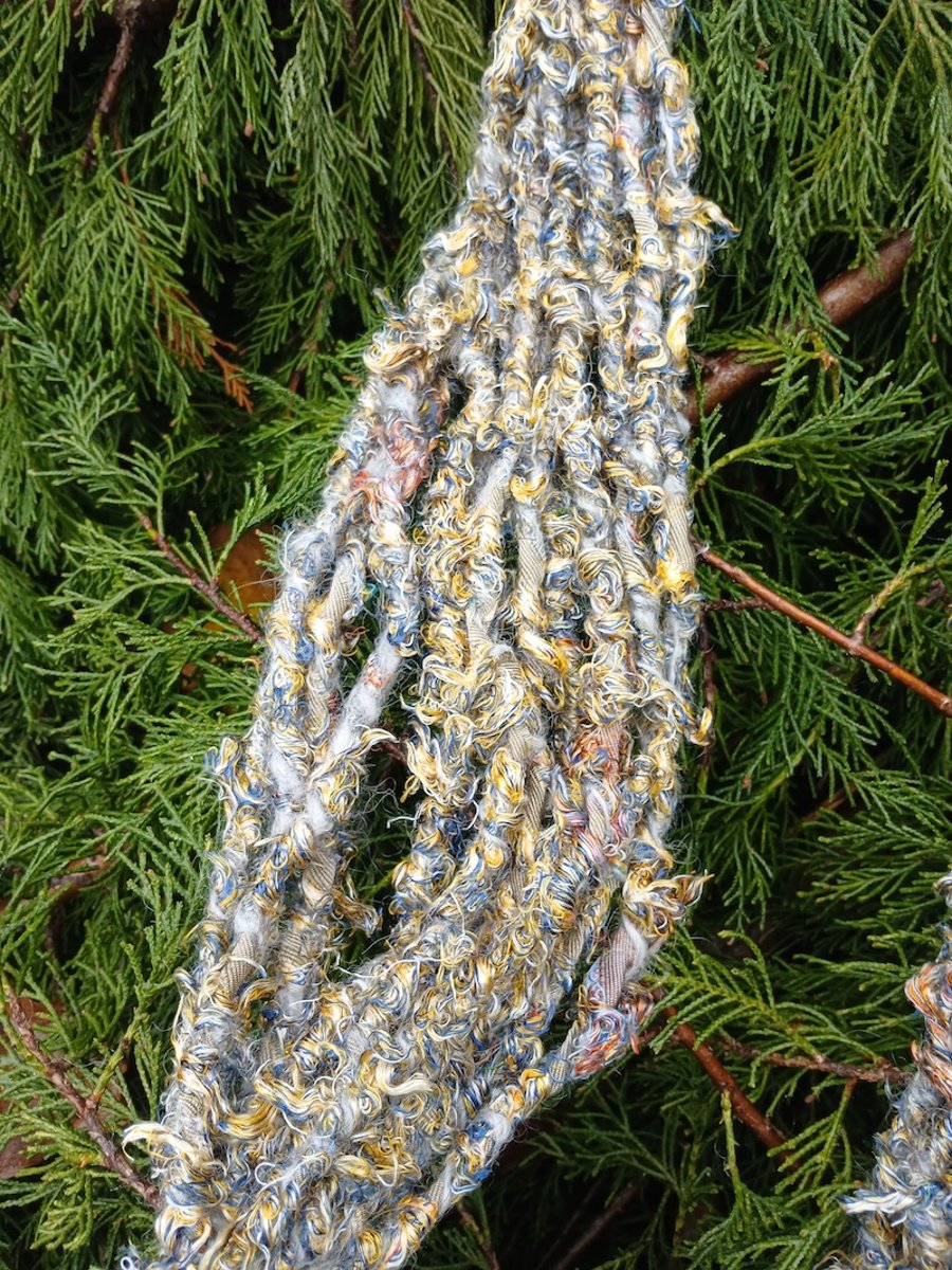 Silk and Wool Art Yarn gold and blue