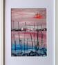 'Black Reeds' Vividly Coloured Original A4 Framed Painting - Image 2