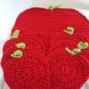 Crochet  Mat and Coasters in the shape of Apples