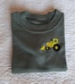 Digger, tractor, T-shirt, 6-12 months, hand embroidered