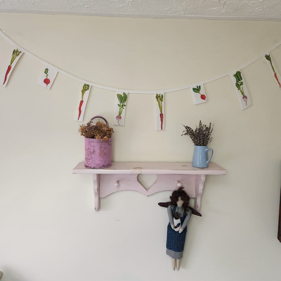 Watercolour Vegetable Print Handmade Fabric Bunting 